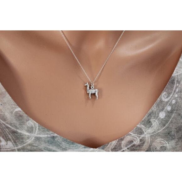 Sterling Silver 3D Llama Charm Necklace - Picture 2 of 4